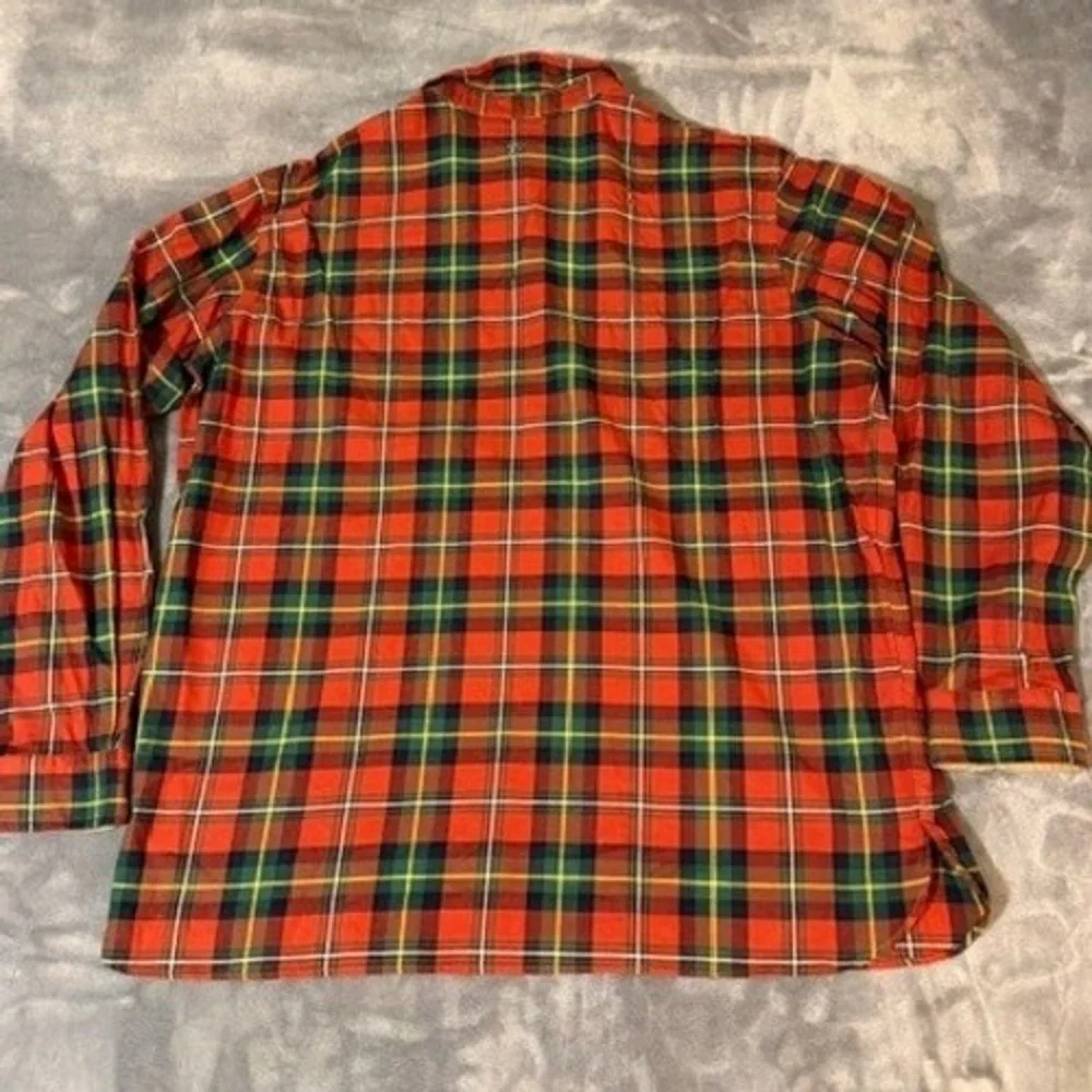 Polo Ralph Lauren Shirt Mens 2XL Red Plaid Cotton Shooting Hunting Chin Strap